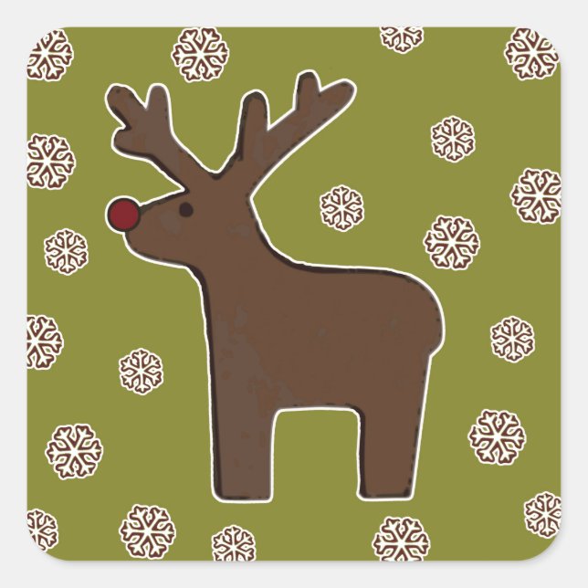 Sticker Carré Cerf de Noël ! (Devant)