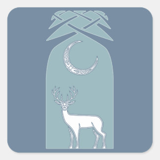 Sticker Carré Cerfs communs bleus et blancs dans l'art de Celtic