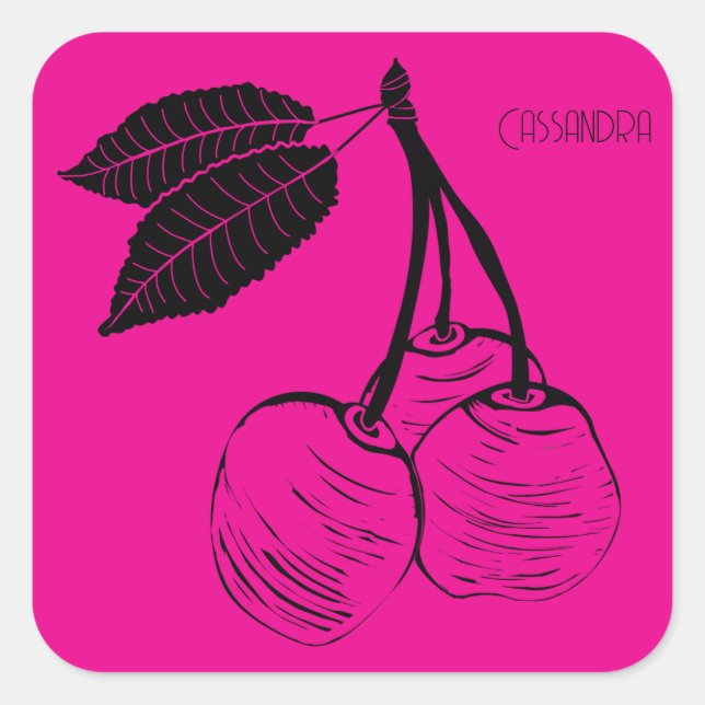 Sticker Carré Cerisier de printemps Gravure sur bois (Devant)