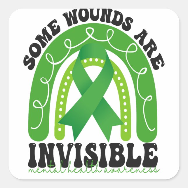 Sticker Carré Certaines blessures sont invisibles Sensibilisatio (Devant)