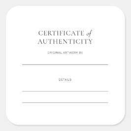 Sticker Carré Certificat d'authenticité pour l'oeuvre