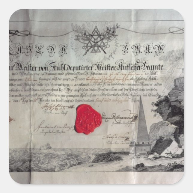 Sticker Carré Certificat maçonnique, 1785 (Devant)