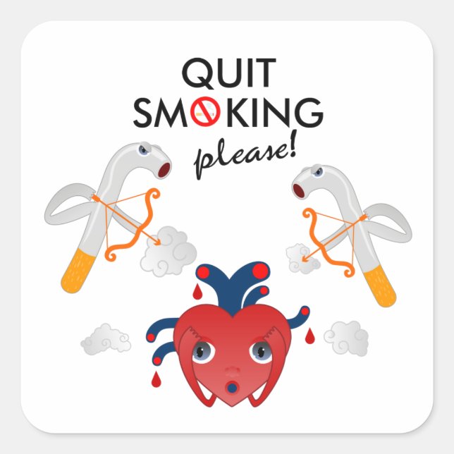 Sticker Carré Cessez de fumer s'il vous plaît (Devant)