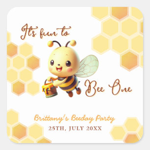 Sticker Carré C'est amusant d'être une abeille de miel Anniversa