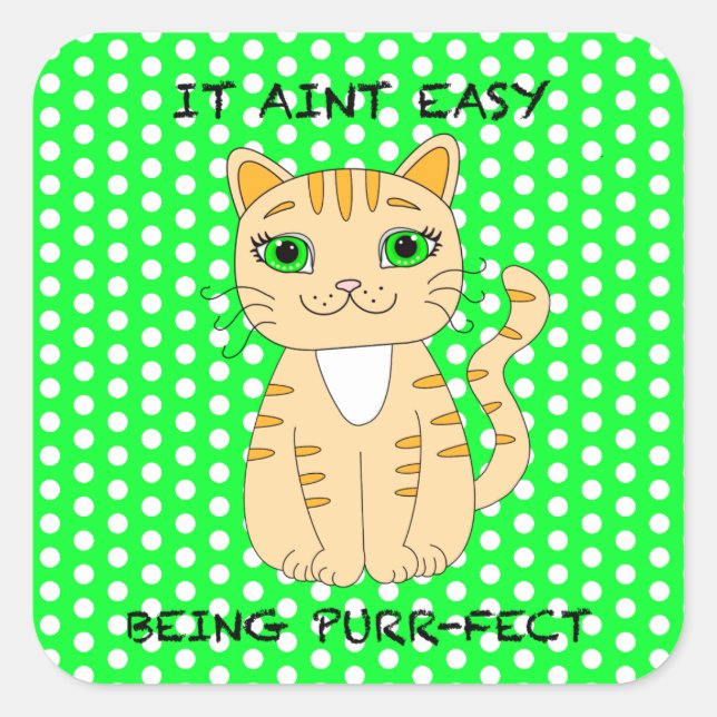 Sticker Carré C'Est Facile D'Être Purffait | Jeu de chat (Devant)