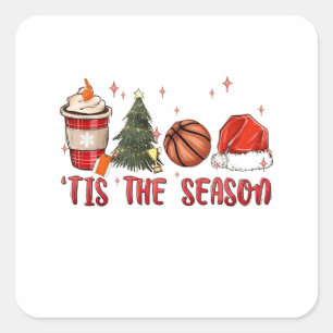 Sticker Carré C'est la saison Basketball de Noël