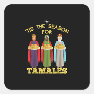 Sticker Carré C'est la saison des tamales, Noël mexicain drôle