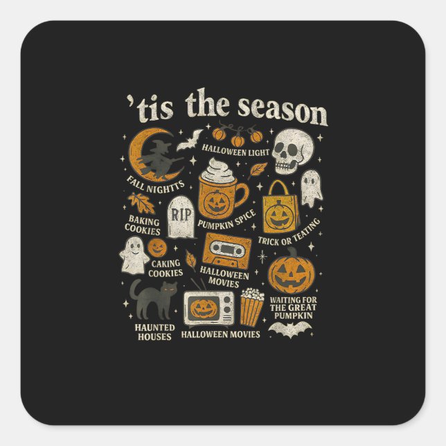 Sticker Carré C'Est La Saison Halloween Icônes Design Automne (Devant)