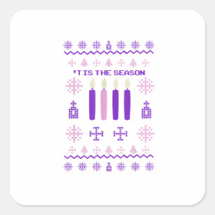 Sticker Carré C'est la saison Sweater Noël Xmas Catholique