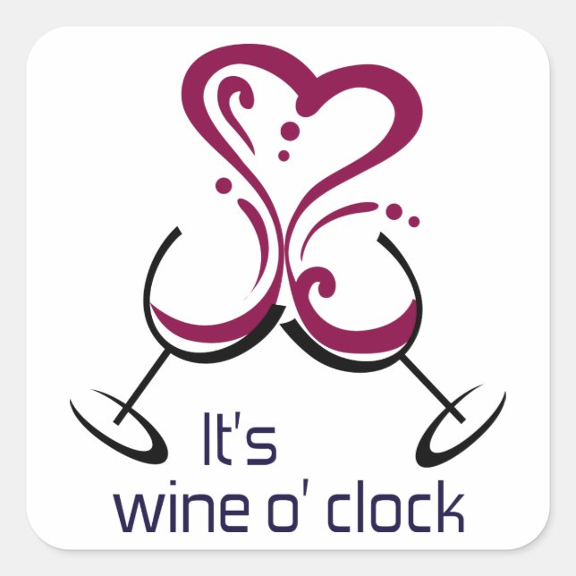 Sticker Carré C'est le vin O Horloge (Devant)