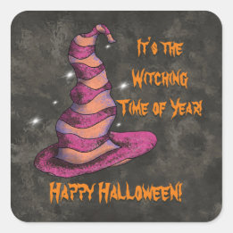 Sticker Carré C'est l'Halloween de l'année en sorcière