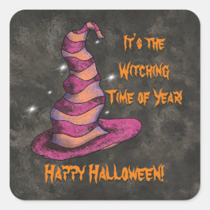 Sticker Carré C'est l'Halloween de l'année en sorcière