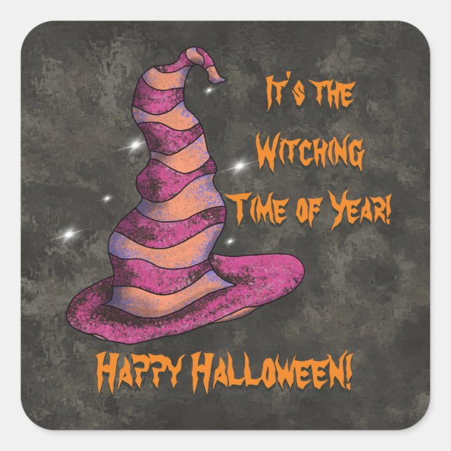 Sticker Carré C'est l'Halloween de l'année en sorcière (Devant)