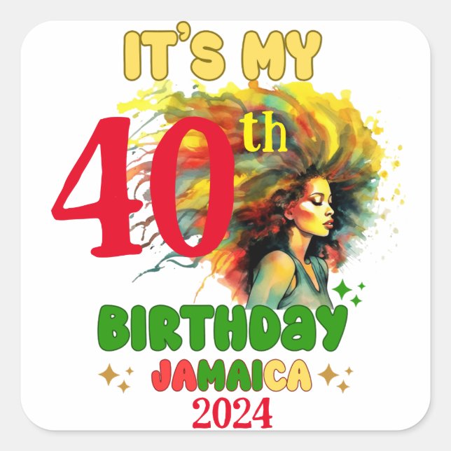 Sticker Carré C'est mon Anniversaire Jamaïque Girl Party Vacatio (Devant)