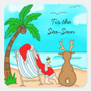 Sticker Carré C'est Noël Sea-Sun Snowbird