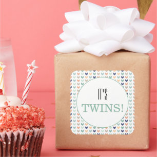 Sticker Carré C'est Twins Modern Geometry Twins Baby shower