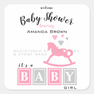 Sticker Carré C'est un Baby shower de fille