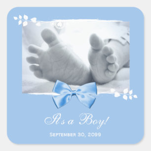 Sticker Carré C'est un Baby shower garçon Elegant Faire-part de 