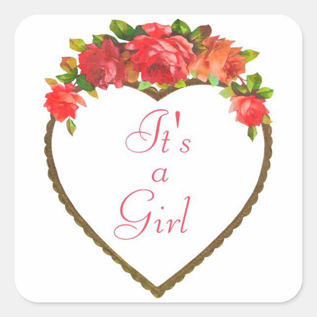 Sticker Carré C'est un cadre Fleur Fille (Devant)