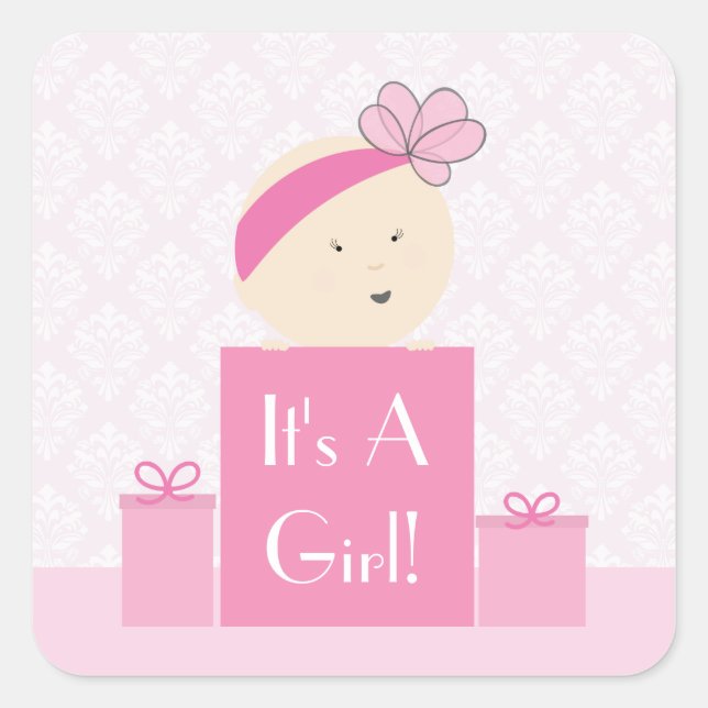 Sticker Carré C'est un chevalet cadeau rose fille (Devant)