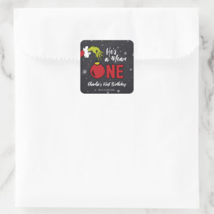 Sticker Carré C'est un Méchant Anniversaire Grinch