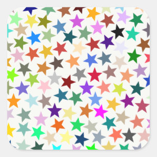 Sticker Carré C'est un Rainbow Party, Multi-Coloured Stars Motif