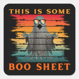 Sticker Carré C'est une feuille de boo drôle de fantôme d'Hallow