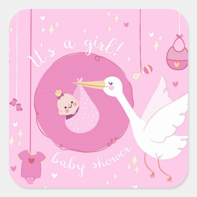 Sticker Carré C'est une fille (Devant)