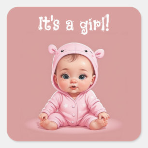 Sticker Carré C'est une fille !