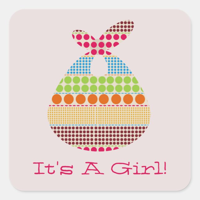 Sticker Carré C'est une fille Boho Dots Bundle Baby shower (Devant)