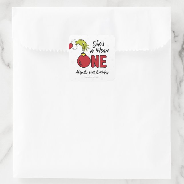Sticker Carré C'est une Mean One | Anniversaire de Grinch (Sac)