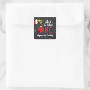 Sticker Carré C'est une Mean One   Anniversaire de Grinch