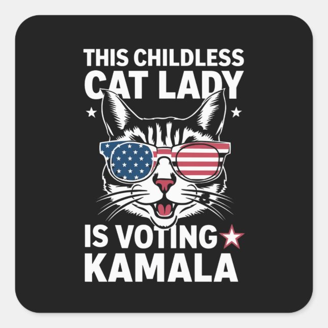 Sticker Carré Cette dame sans enfant votera l'élection de Kamala (Devant)
