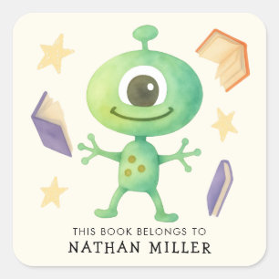 Sticker Carré Cette Ex Libris Appartient à un Enfant Extraterres