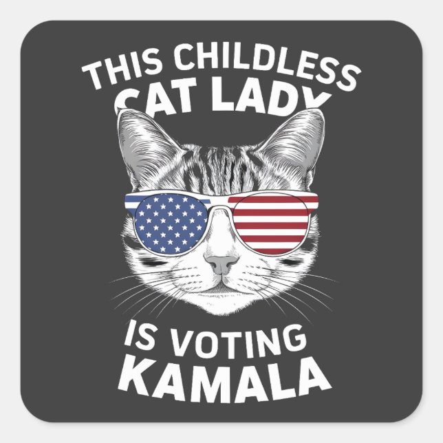 Sticker Carré Cette Femme Sans Enfant Vote L'Élection De Kamala (Devant)