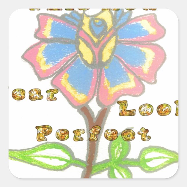 Sticker Carré Cette nouvelle année semble parfait floral texte a (Devant)