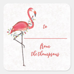 Sticker Carré Chaîne de Flamant rose mignonne de Noël Festif