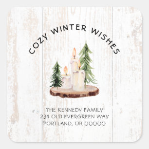 Sticker Carré Chaises d'hiver douillettes Bois Blanc Perdu Noël