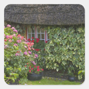 Sticker Carré Chalet de chaume, Adare, Comté de Limerick,