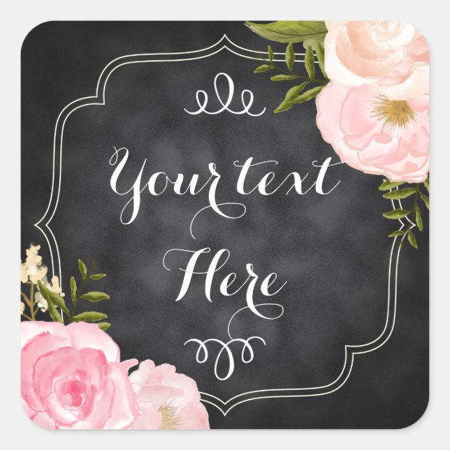 Sticker Carré Chalet Vintage Rose moderne personnalisé Faveur (Devant)