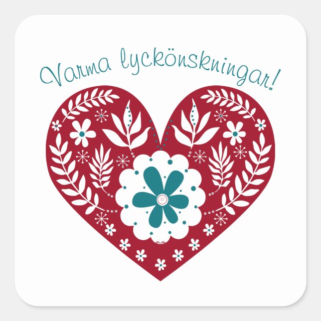 Sticker Carré Chaleureux Voeux Varma lyckönskningar! scandinave (Devant)