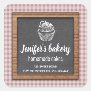 Sticker Carré Chalkboard cupcakes et friandises maison