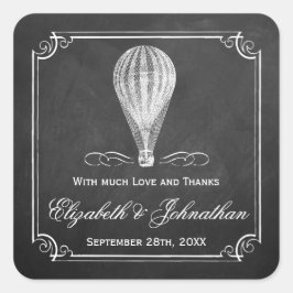Sticker Carré Chalkboard Hot Air Balloon Collection Mariage