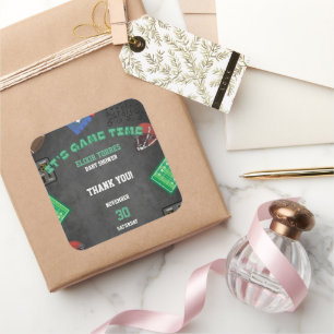 Sticker Carré Chalkboard It's Game Time Football Baby shower