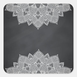 Sticker Carré Chalkboard Lotus Flower Mandala Swirl