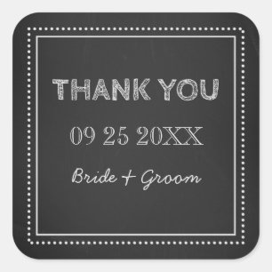 Sticker Carré Chalkboard Merci Mariage Favoriser Tags
