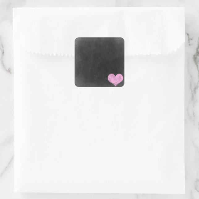 Sticker Carré Chalkboard Rustique Shabby Chic Rose Chalk Coeur (Sac)