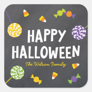 Sticker Carré Chalkboard Sweet Candy Traite Halloween heureux