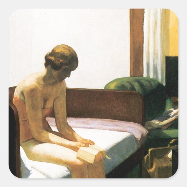 Sticker Carré Chambre d'hôtel Edward Hopper (Devant)
