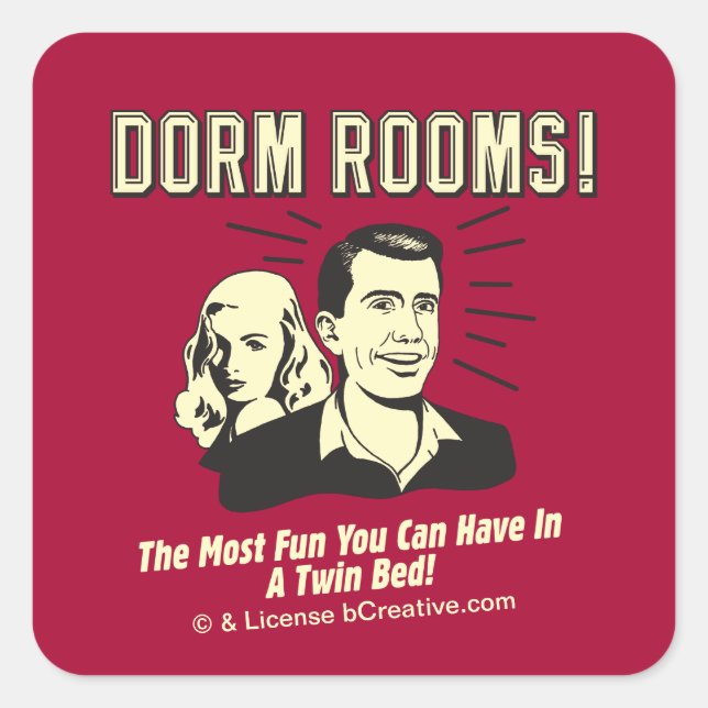 Sticker Carré Chambre Dorm : Lit Twin Le Plus Amusant (Devant)